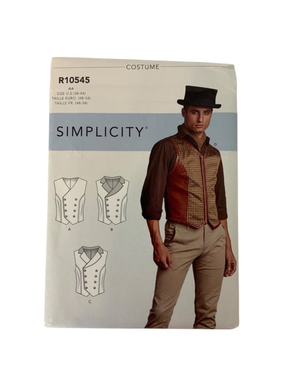 Simplicity R10545 Mens Costume Sewing Pattern Corset Vests Sizes 38-44 2020